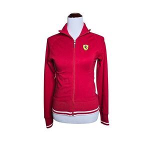Scuderia Ferrari Womens Track Jacket Red Cotton Stretch Precisport Moto Small